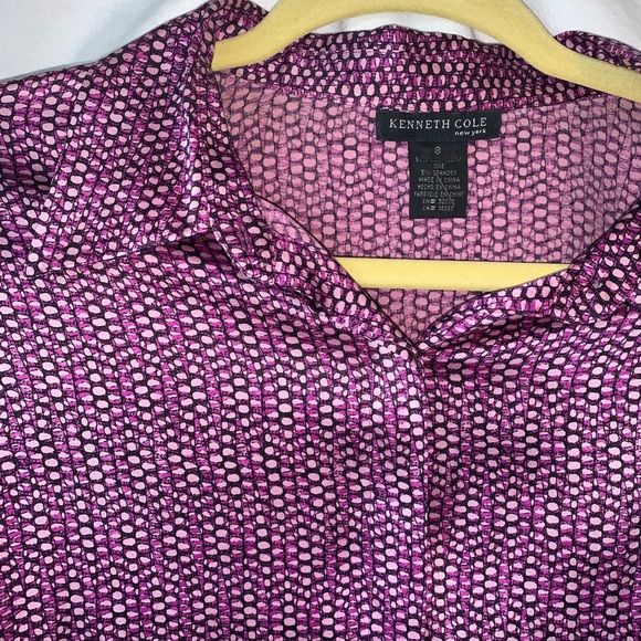 Kenneth Cole Geometric Print Silk Blend Blouse - Picture 2 of 4